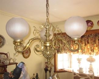 Stunning Globe Brass Ornate Chandelier 