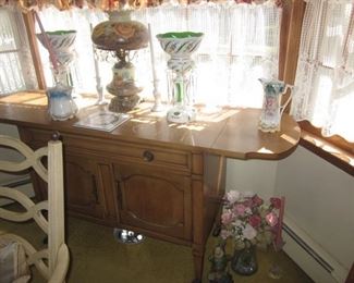 Dining Room Suite with Server with Pair GORGEOUS BOHEMIAN GLASS LUSTRE