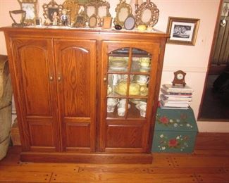 ENTERTAINMENT CABINET AND BRASS ART DECO FRAMES 