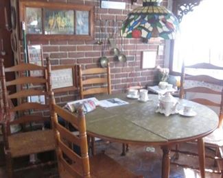 Ladder Back Chairs with Round Kitchen/Dining Table