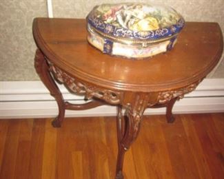 Half Moon Carved Accent Table