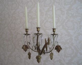PAIR OF LEAF & GRAPE WALL SCONCES 
