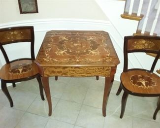 Versatile Sorrento, Italy Inlay Game Table (Roulette, Chess & Checkers, Cards/Black Jack) by A. Cuomo