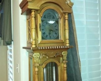 Tempus Fugit Santos carved Grandfather Clock