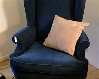 2 blue wingback Chairs