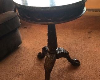 Marble top small pedestal table.