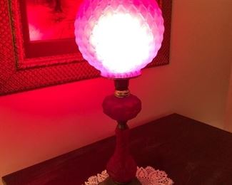 Red glass lamp