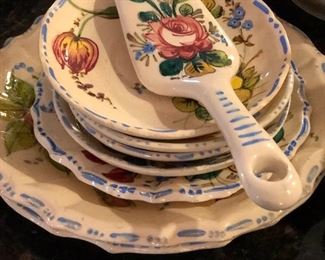 8 pieces of this hand painted serving ware