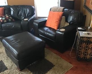 Leather chair and ottoman