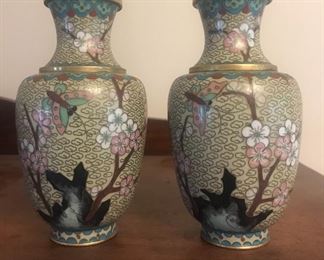 Pair Small Cloisonné Vases