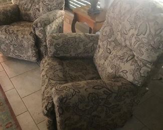 Pair overstuffed recliners very nice