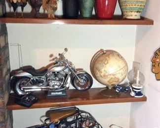 Remote control Harley, wine rack, world globe, Bowl & Pitcher set, Roosters, 