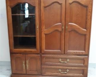 Oak Entertainment / TV Cabinet 5 Doors and 2 Drawers