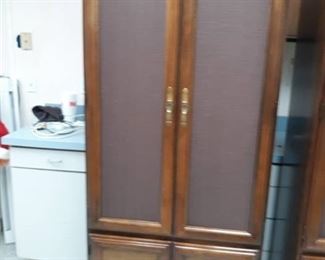 Bookcase / Storage Cabinet - Glass and Wood Shelves behind 4 Doors