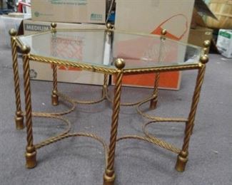 Octogan Shaped Metal Glass Table