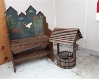 Wishing Well and Houses Bench Yard Décor