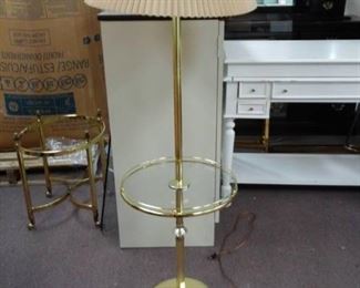 Metal Floor Lamp w/ Glass Built In Table
