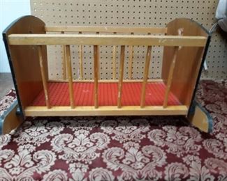 Wood Appliqued Doll Cradle