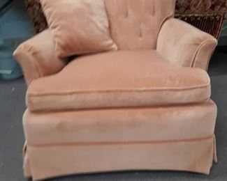 Pink/Rose Upholstered Arm Chair w/ Pillow