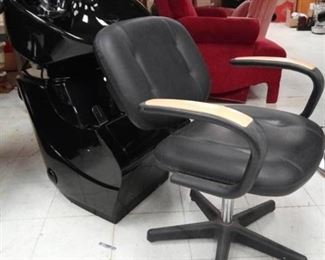 Reclineable Chair and Freestanding Shampoo Station