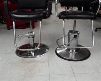 Two Vinyl Covered Barber / Salon Chairs
