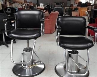Two Vinyl Covered Barber / Salon Chairs