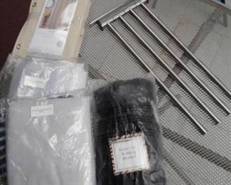 Peva Shower Curtain Liner, Bedskirt and Blanket, Wall Mount Towel Rack