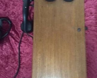 Vintage T.R. & S Wood Case Handset Wall Phone