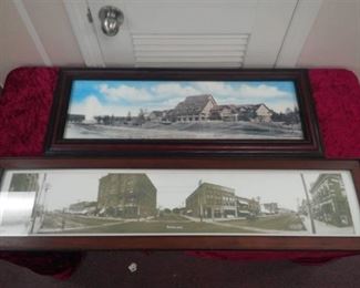 Framed Vintage Picture of Kearney, NE and Framed Vintage Picture of Old Faithful Inn at Yellowstone