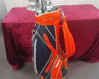 University of Auburn Golf Bag and Mixed Brand Golf Clubs
