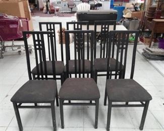 Black Upholstered Seat Dining Room Chairs Lot of 6