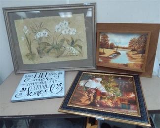 Framed Print of Flowers, Barnwood Frame Painting, Santa Claus Framed Print