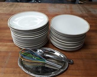 Plates, Silver Tray and Utensils