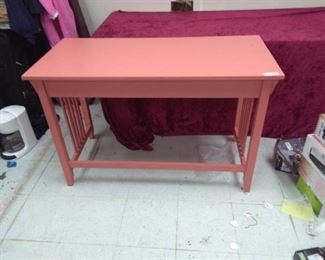 Rose Color Mission Style 3 Drawer Library Table