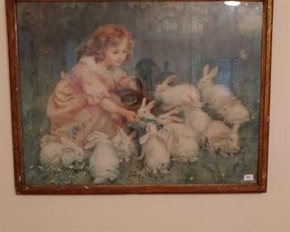 Sweet girl with bunnies print