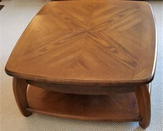 Oak coffee table with round edges. Great for child and grandchildren.
