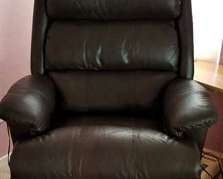  Dark brown leather chair recliner