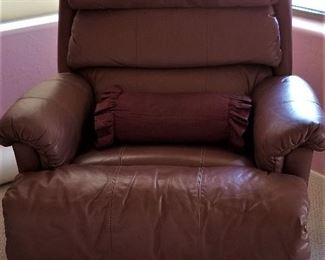 Medium brown leather recliner