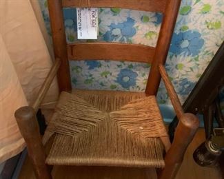 #15 kid chair with rope seat $30.00