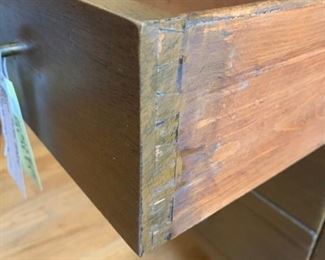 #17 old wood desk w 5 drawers 60 x36x31 $65.00