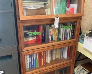 #19 4 shelf oak baluster bookcase 33x12x58 $185.00