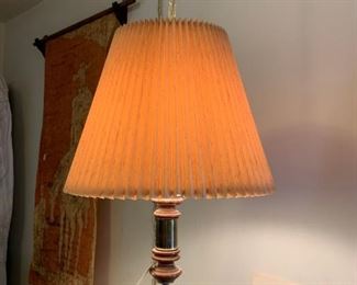 #24 hanging lamp with shade and wood bottom $75.00
