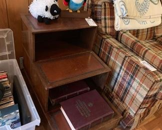 #36 step end table with book case $75.00