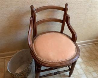 #37 small low back chair vanity chair wood $45.00