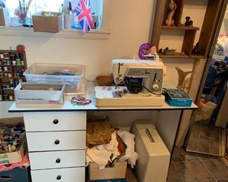 #41 white sewing table with 4 drawers $75.00