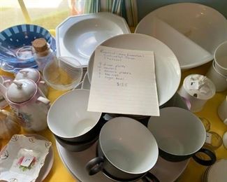 #70 Raymond Loewy Rosenthal Continental china Charcoal 7 plate, 10 sauc,3 dessert 5 tea cup, 1 sugar $125.00