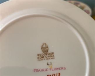 #72 wedgewood bone china Praires flower 7 plates, 7 salad, 15 saucer 5 cups $100.00