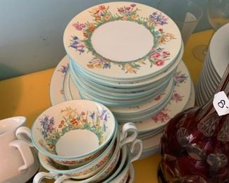#72 wedgewood bone china Praires flower 7 plates, 7 salad, 15 saucer 5 cups $100.00