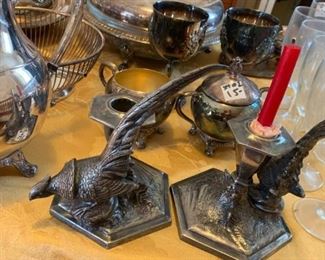 #73 pewder bird candle holders pair $25.00