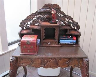 Antique Ornately Carved Desk.